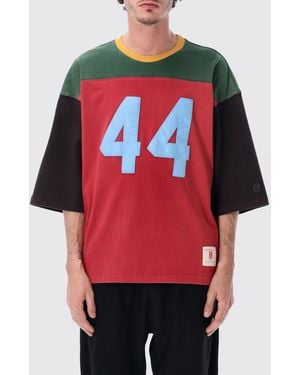Champion Locker Geschnittenes Baumwoll-T-Shirt Mit Abstraktem Print Und Kontrastlogo - Rot