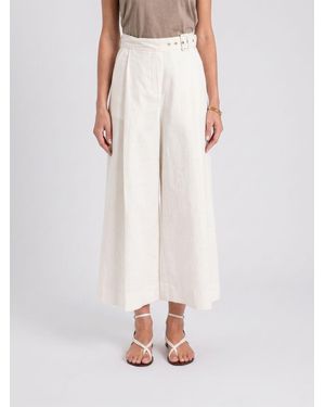 Twinset Cotton Cropped Pants - White
