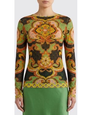 Etro Top De Tejido Técnico Con Estampado Étnico - Verde