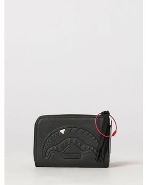 Sprayground Pvc Card Holder With Zip And Impressed Shark Logo - Gray