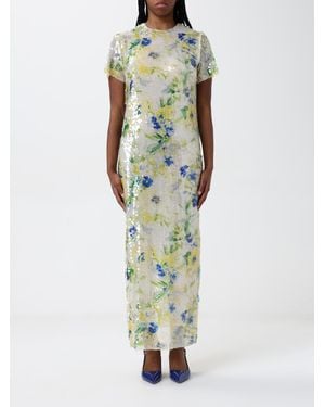 MSGM Sequin Floral Maxi Dress - Green