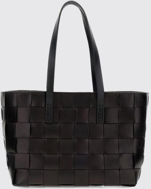 Dragon Diffusion Japan Woven Calfskin Leather Handbag With Double Handles - Black