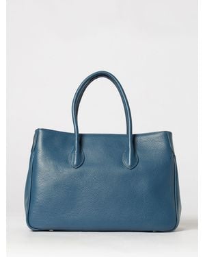 Skytos Nica Hammered Leather Handbag With Adjustable Shoulder Strap - Blue