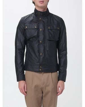Belstaff Veste Racemaster En Coton Ciré Avec Col Montant Et Poches Plaquées - Bleu