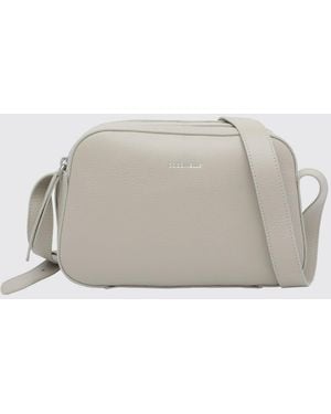 Coccinelle Bolso Bandolera Pequeño De Piel Granulada Con Cremallera Y Logo - Blanco