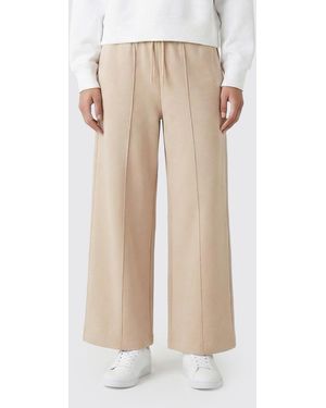 Lacoste Cotton Blend Wide Leg Trousers - Natural