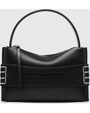 JW Anderson Loafer Smooth Calfskin Leather Handbag With Contrast Stitching - Black