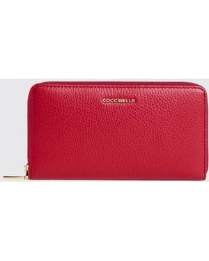 Coccinelle Metallic Soft Grained Leather Wallet - Red
