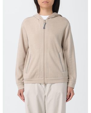 Brunello Cucinelli Cotton And Silk Hoodie - Natural