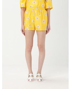 Moschino Silk Shorts With Print - Yellow
