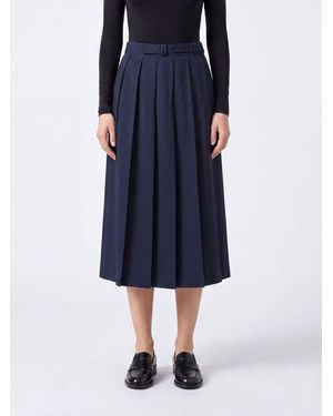 AURALEE Pleated Midi Skirt - Blue