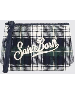 MC2 Saint Barth Aline Tartan Wool-Blend Mini Handbag With Logo - Blue