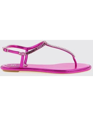 Rene Caovilla Diana Satin Sandals With Crystals - Pink
