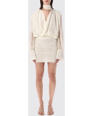 ROTATE BIRGER CHRISTENSEN Polka Dot Crêpe Chemisier Dress - Natural