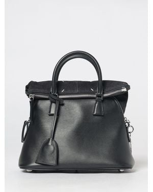 Maison Margiela 5Ac Calfskin And Suede Handbag With Charm - Black