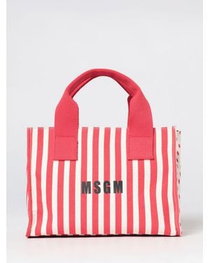 MSGM Handtasche Aus Canvas Mit Streifen- Und Tupfenmuster Und Verstellbarem Gurt - Rot