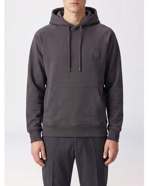 WOOYOUNGMI Slim Fit Cotton Hoodie With Drawstring And Kangaroo Pocket - Grey