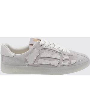 Amiri Pacific Bones Calfskin Leather Sneakers With A Side Monogram Embroidery - White