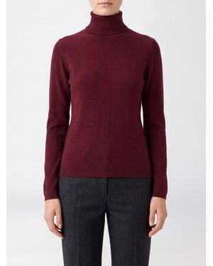 Allude Jersey De Cuello Alto De Corte Slim En Pura Cachemira Con Manga Larga - Rojo
