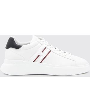 Hogan H580 Smooth Calfskin Trainers With Contrasting H Logo - White