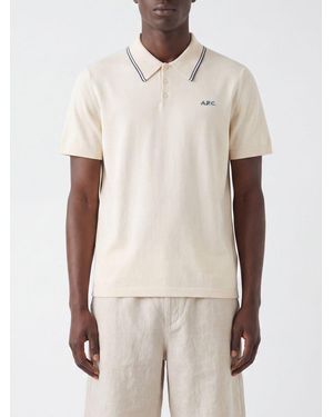 A.P.C. Short-Sleeved Cotton Polo Shirt With Contrast Logo - Natural