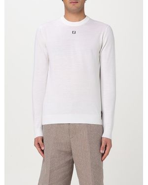 Fendi Ff Logo Embroidered Jumper - White