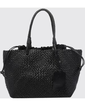 IBELIV Bazika Woven Leather Tote Bag With Drawstring Closure - Black