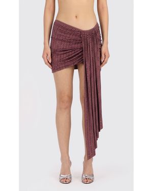 VENUJA Jersey Mini Skirt With All-Over Rhinestones - Red