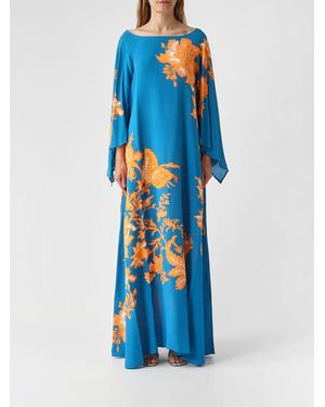 Etro Printed Viscose Long Dress - Blue