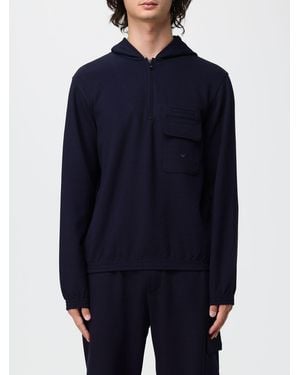 Emporio Armani Hooded Zip-Front Sweatshirt - Blue