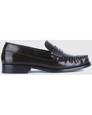 Alohas Rivet Brushed Leather Loafers With Strap - White