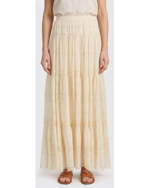 Ermanno Scervino Cotton Skirt With Flounce - Natural