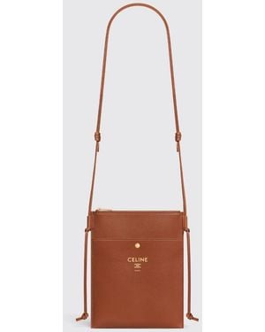 Celine Bolso Mini Sharp De Piel Con Logo - Blanco