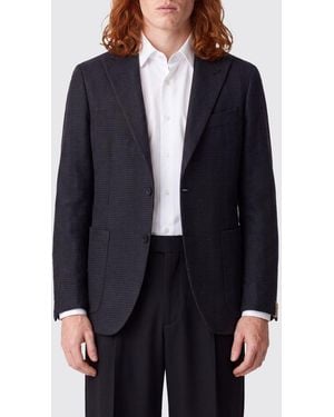 Tagliatore Single-Breasted Wool Blazer With Patch Pockets - Blue