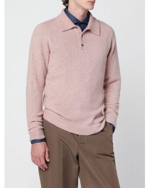 Roberto Collina Long-Sleeved Cashmere And Silk Knit Polo Shirt - Pink