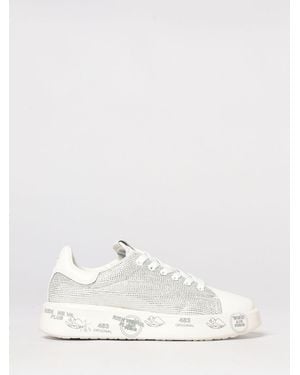 Premiata Belle Leather Sneakers With Rhinestones - White