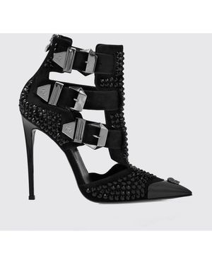 Philipp Plein Suede Court Shoes With Rhinestones - Black
