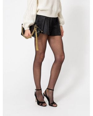 Twinset Crêpe Shorts With Pleats And Internal Culottes - Black
