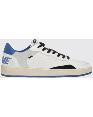 Crime London Baskets Basses En Cuir Craquelé Et Daim Avec Effet Usé - Blanc