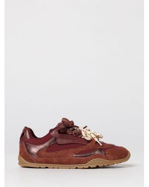 Pinko Yulia Leather And Nylon Trainers - Red