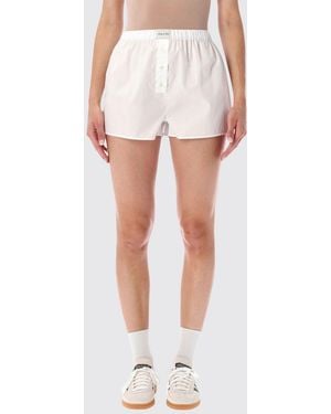Sporty & Rich Sporty &Amp Rich High-Waisted Cotton Boxer Shorts With Ruffle Trim - White