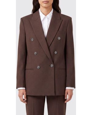 Dondup Double-Breasted Wool Blazer With Peak Lapels And Regular Fit - Brown