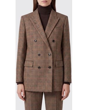 Tagliatore Houndstooth Double-Breasted Wool And Cashmere Blazer - Brown