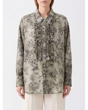 R13 Long-Sleeved Floral Print Viscose Shirt - Gray