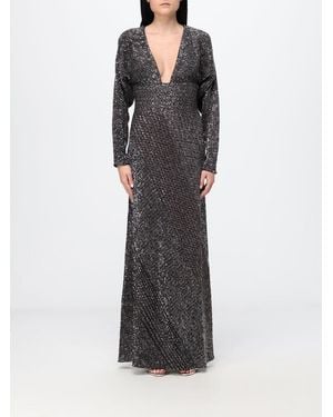 Missoni Long-Sleeved Lurex Evening Gown With Sequins And Deep V-Neck - Black