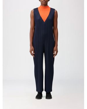 Pleats Please Issey Miyake Mono Plisado De Crepé Con Hombros Descubiertos - Azul