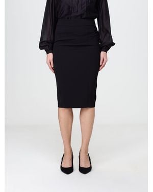 Hanita High-Waisted Jersey Pencil Midi Skirt With Back Slit - Black