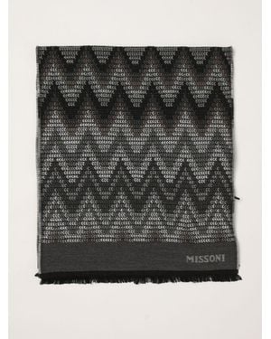 Missoni Multicolor Abstract Pattern Pure Virgin Wool Scarf - Black