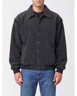 Gcds Cotton Shirt-Style Bomber Jacket With Elasticated Hem - Black