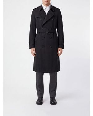 Burberry Long Double-Breasted Cotton Trench Coat With Belt And Epaulettes - Black